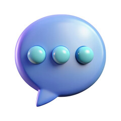 3d speech bubble with ellipses isolated on transparent background