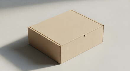 Small light wooden box with lid sits on a white surface with soft shadow, designed to express simplicity with soft shadow play, making it ideal for visual storytelling