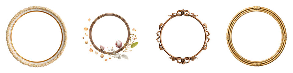 Elegant Round Frame Collection: Decorative Borders Isolated on White