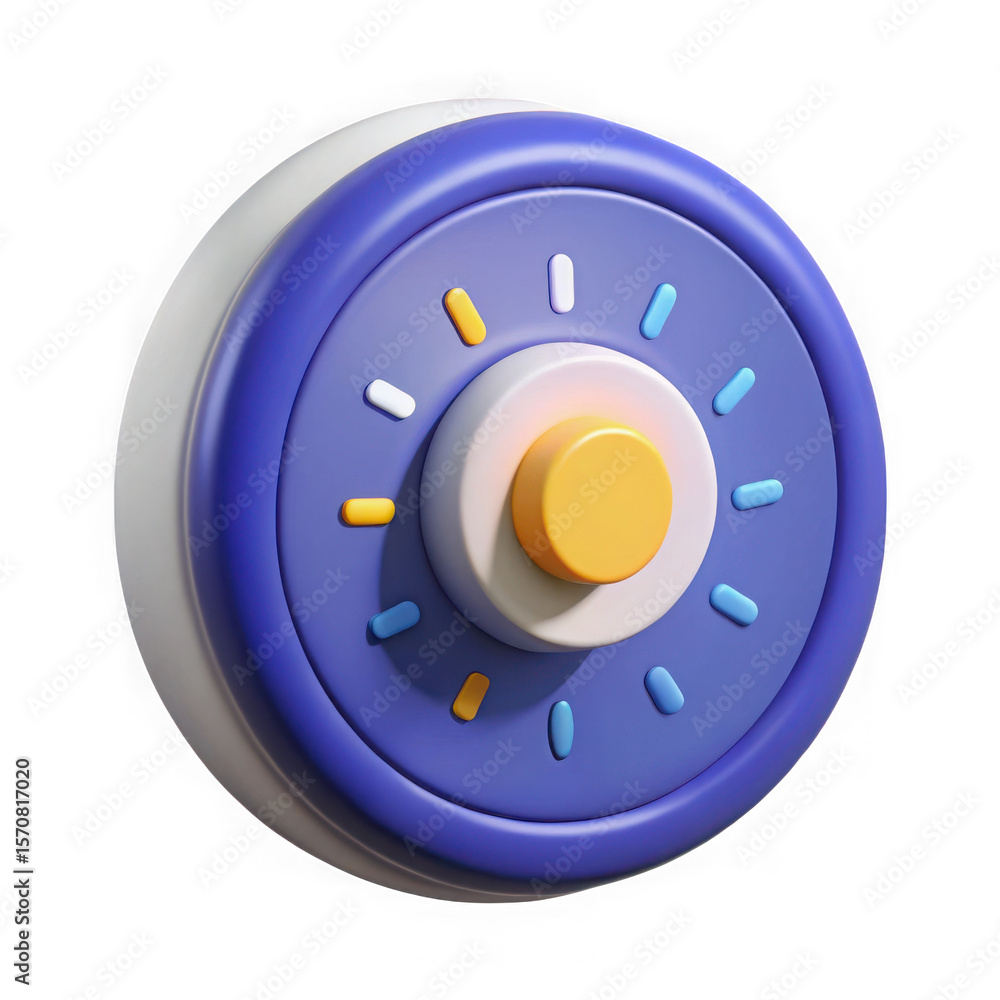 Poster stylized 3d circular dial with colorful accents isolated on transparent background