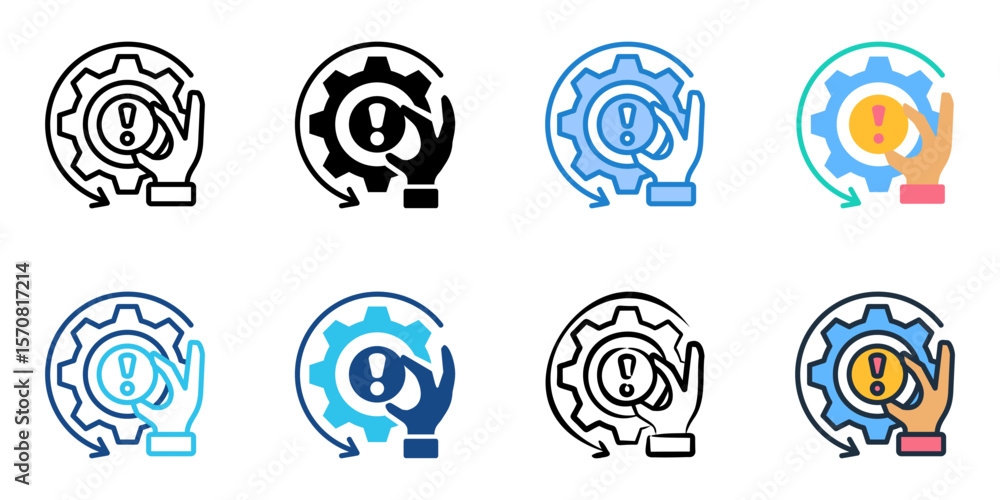 Poster risk management icon set multiple style collection