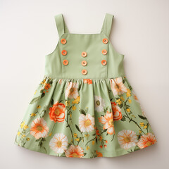  Green summer dress with floral patterns for baby girl