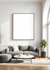 Mock up empty picture wall art frame poster living room interior Empty room interior design architecture blank design room