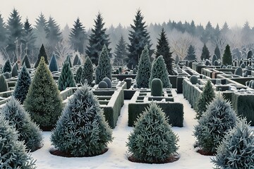 Winter wonderland hedge maze