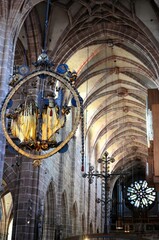 Nuremberg, Germany 10.17.2019: Interior of St. Lorenz Church in Nuremberg