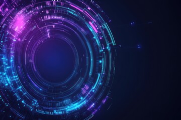 Obraz premium Digital blue and purple tech circle design on a dark background