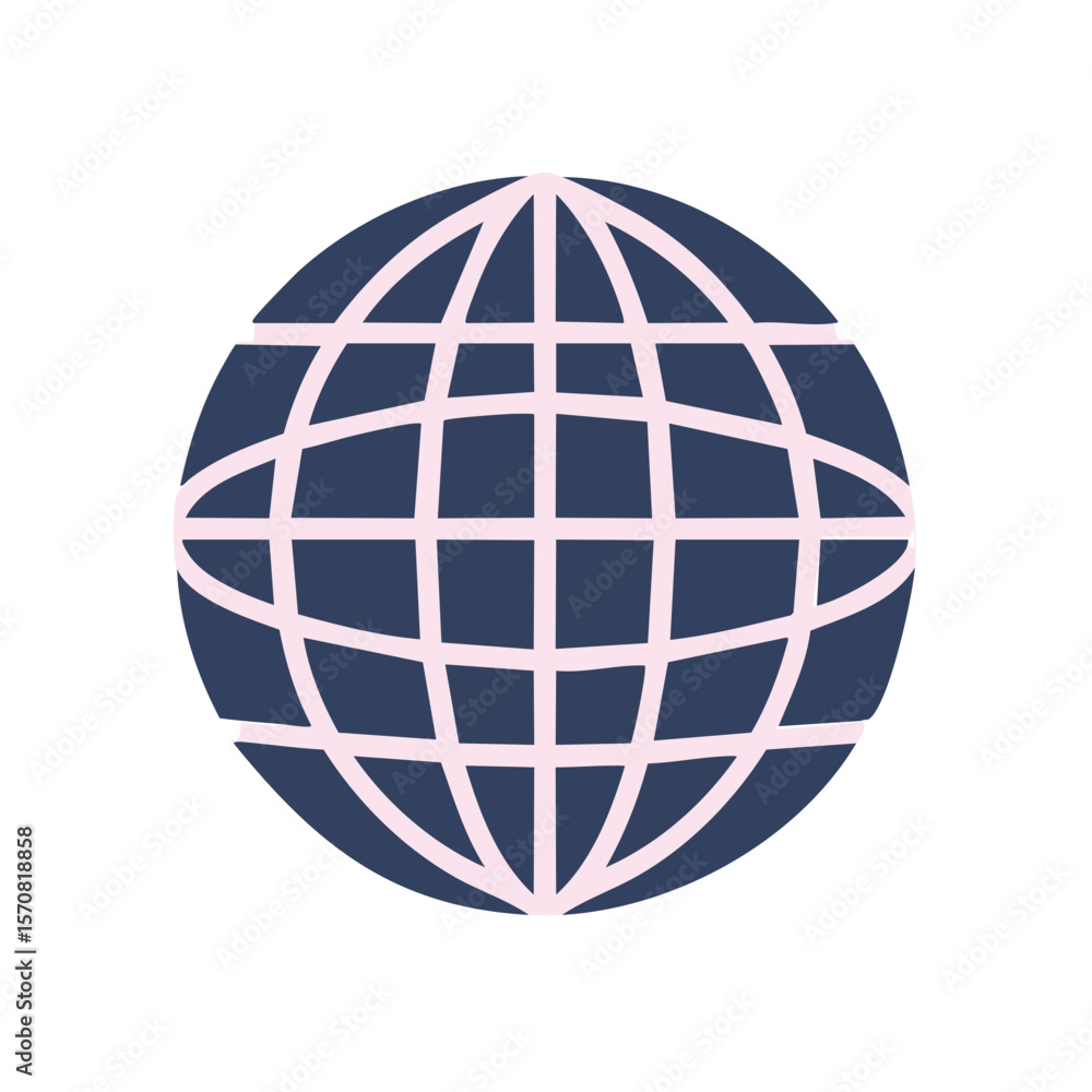 Aufkleber simple flat design of a world globe with coordinate lines global network concept icon global communi