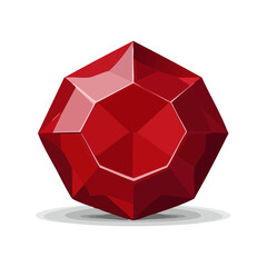 Stylized Vector Graphic of a Vibrant Red Ruby Gemstone on Dark Background