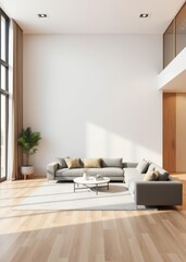 Fototapeta premium 3d modern living room with sofa Empty room interior design architecture blank design room