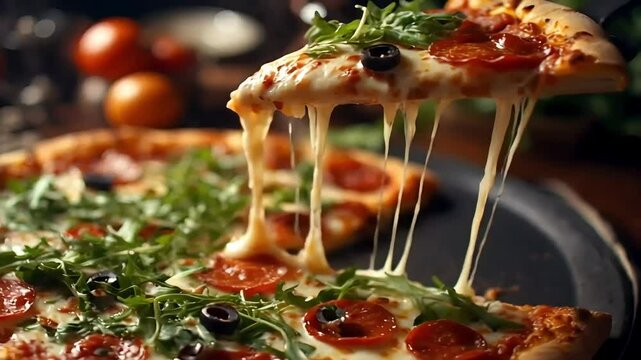 Melted Pizza Cheese with Tomato and Basil
