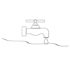 Continuous one line drawing of water faucet. One line drawing illustration of tap water. International handwashing day concept line art