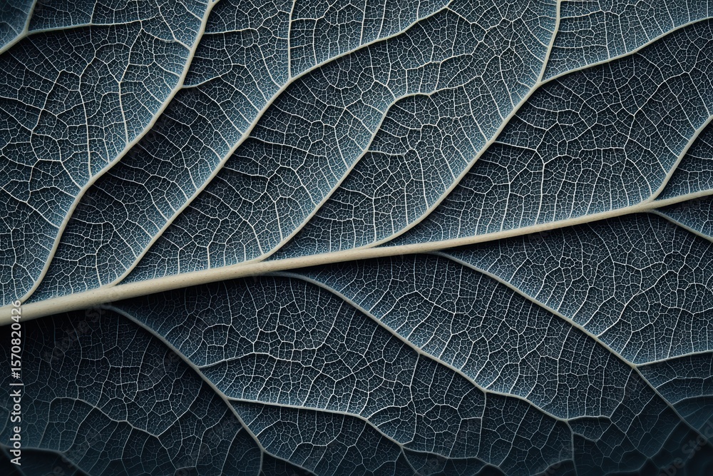 Poster detailed close-up of a leaf showcasing intricate textures and patterns in nature's design