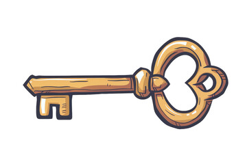 Hand-Drawn Key Illustration Isolated on White or Transparent Background PNG
