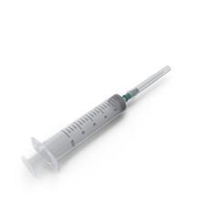 Fototapeta premium Medical Syringe, Closeup View of a Sterile Injection Device, 3d render, transparent background, PNG