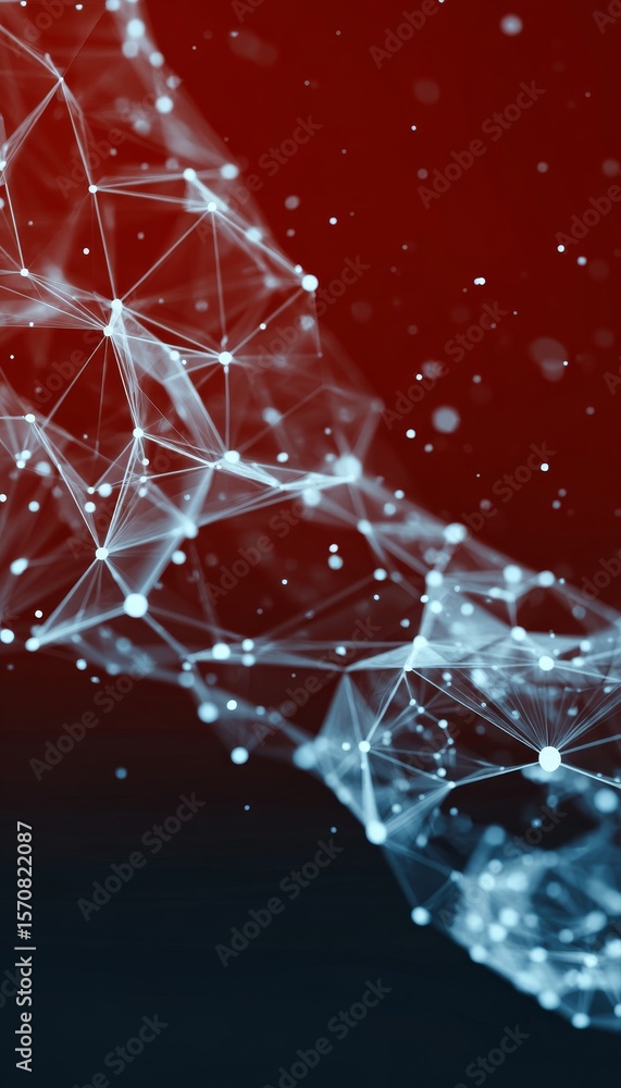 Poster abstract polygonal geometric shapes and lines with connection points representing modern technology