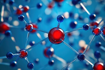Molecular structure with red and blue atoms.