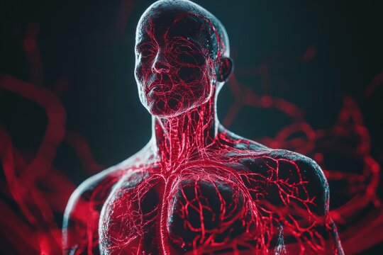 Human circulatory system visualization showcasing detailed vascular structure and anatomy