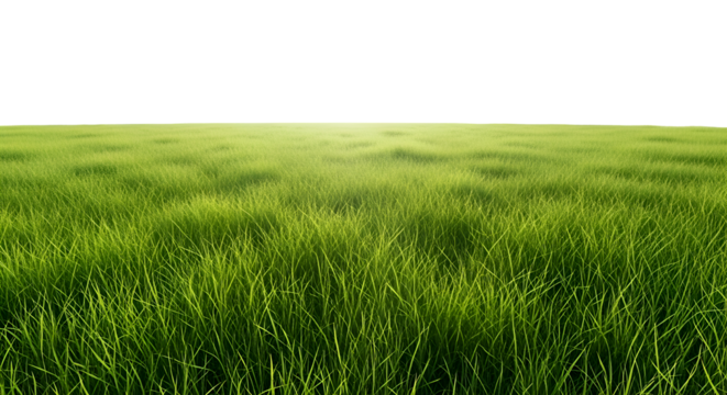 Lush Green Grass Field, Nature's Tranquil Beauty, Transparent Background