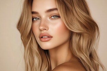 Fototapeta premium Close-up portrait of a woman with natural beauty.