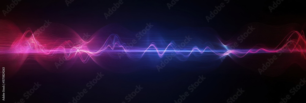 Poster modern sound waves representing voice assistant technology for connected devices