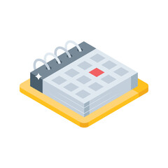 A visually appealing isometric icon of industrial calendar