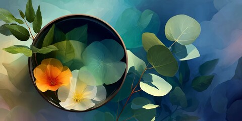 Spa Bowl with Herbal Flowers and Eucalyptus