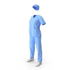 Light Blue Medical Scrub Set , Professional Healthcare Apparel  , 3d render, transparent background, PNG
