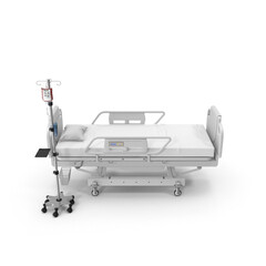 Modern Hospital Bed, Medical Equipment Render  , 3d render, transparent background, PNG