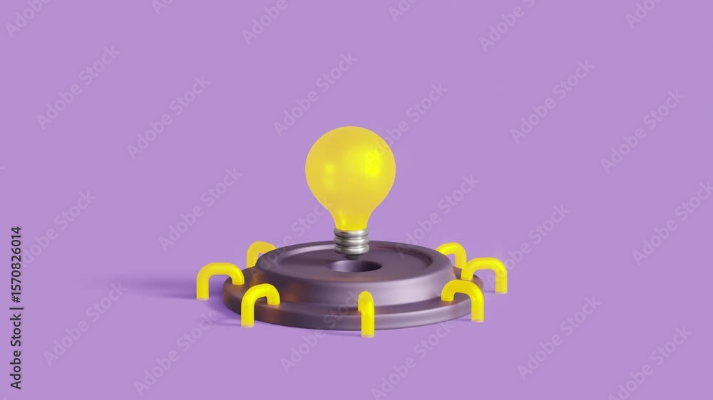 Poster light bulb in a minimal sci fi 3d environment. concept of creative idea and innovation. looped anima