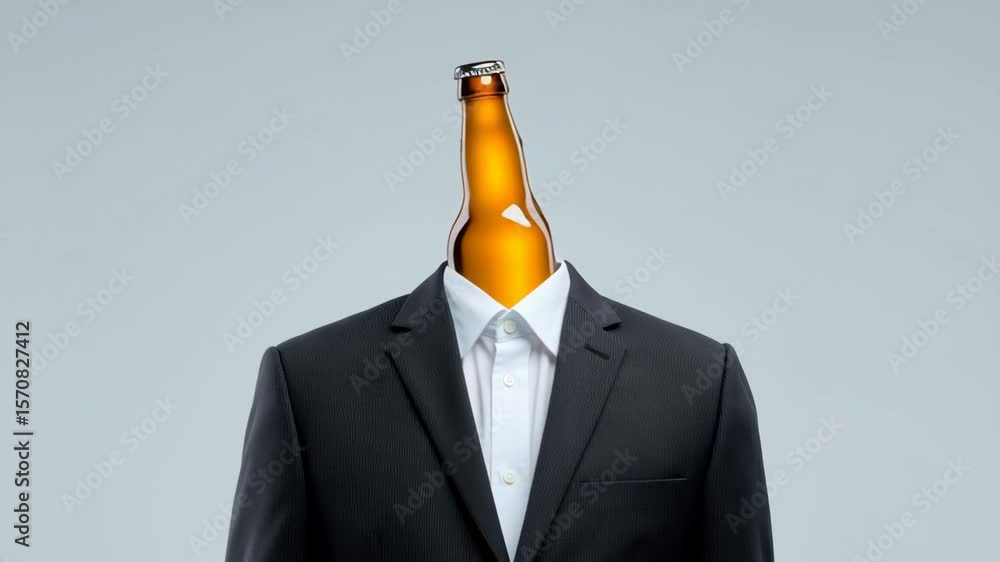 Aufkleber man's head is shown inside a bottle of beer. the image is a creative and humorous take on the idea o