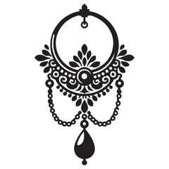 Silhouette vector icon of traditional Indian nose ring