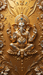 Fototapeta premium seamless luxury crystal colored Lord Ganesha pattern with clear lines.