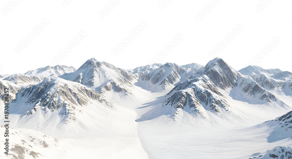 Aufkleber snowy mountain range: digital 3d model with transparent background for design projects