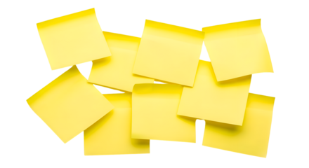 Create Ideas with Yellow Sticky Notes on Transparent Background