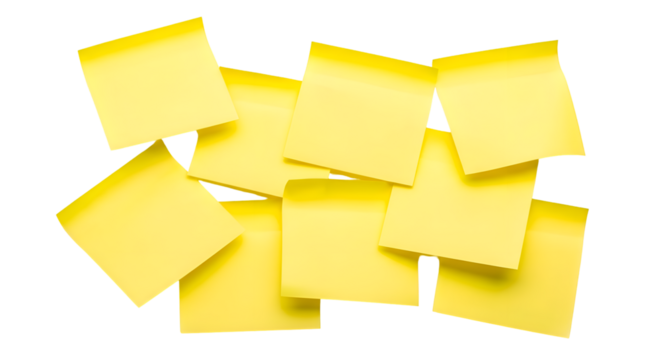 Create Ideas with Yellow Sticky Notes on Transparent Background