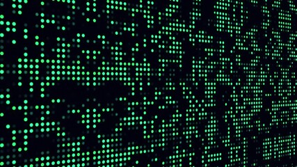 Green digital abstract background with scattered dots resembling futuristic tech visuals. suitable for technology video animated background
