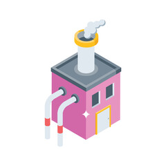 Easy to edit isometric icon of large factory building