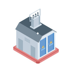 Trendy isometric style icon of electrical substation layout