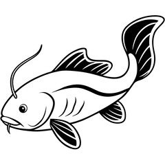 Catfish line art vector