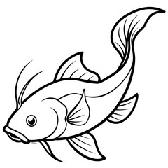 Catfish line art vector