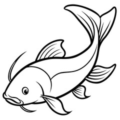 Catfish line art vector