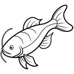 Catfish line art vector