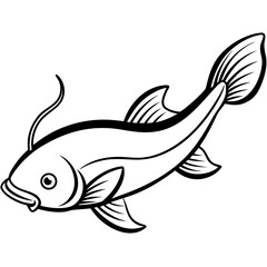 Catfish line art vector