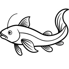 Catfish line art vector