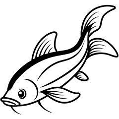 Catfish line art vector