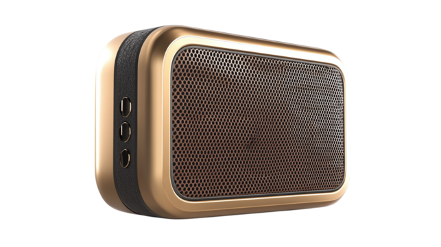 • A luxury Bluetooth speaker with waterproof design and high-quality sound, isolated on white background in HD 