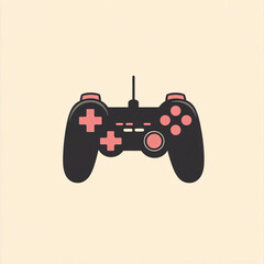Retro Style Game Controller Illustration with Pink Buttons on Beige Background
