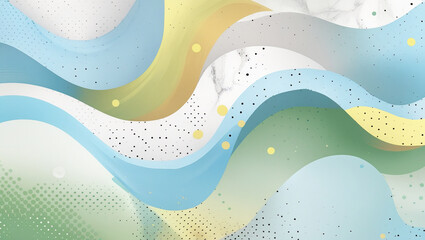 Soft Abstract Waves with Pastel Color Tones and Artistic Dotted Elements