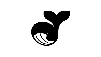 whale front view symbol, black isolated silhouette