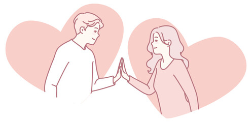 An illustration shows a couple gently touching hands, symbolizing love and connection against a heartfelt backdrop